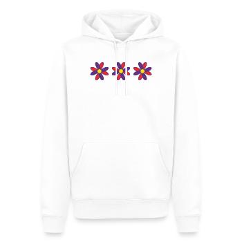 BLUME. BLUME. NATUR. ÖKOLOGIE. GLÜCK. ZEN - Männer Premium Bio Hoodie - Weiß - Vorne - Nico (187cm)