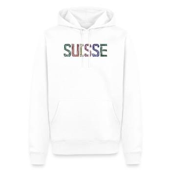 SCHWEIZ. HUMOR. LAND. FLAGGE. GENF. LAUSANNE - Männer Premium Bio Hoodie - Weiß - Vorne - Nico (187cm)
