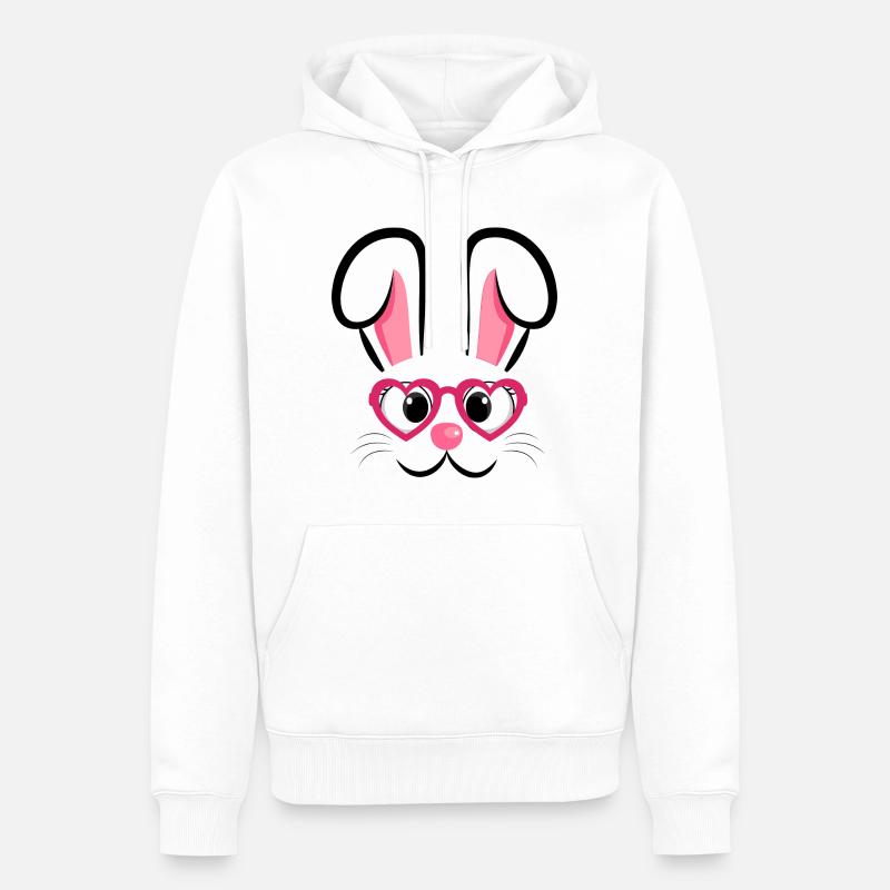 Hasengesicht mit Herzchenbrille - Männer Premium Bio Hoodie - Weiß