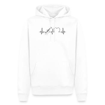 Hawaiian Ukulele Uke Heartbeat - Men’s Premium Organic Hoodie - white - Front - Nico (187cm)