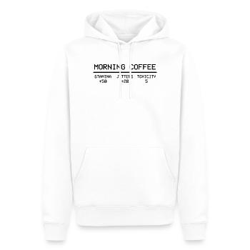 Morning Coffee Gamer Stats Pixel Humor - Männer Premium Bio Hoodie - Weiß - Vorne - Nico (187cm)