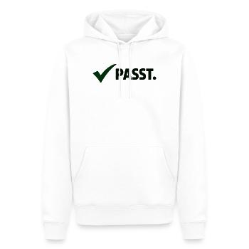 Passt. Minimal Meme Statement T-Shirt - Männer Premium Bio Hoodie - Weiß - Vorne - Nico (187cm)