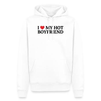 Ich liebe meinen heißen Freund - Männer Premium Bio Hoodie - Weiß - Vorne - Nico (187cm)