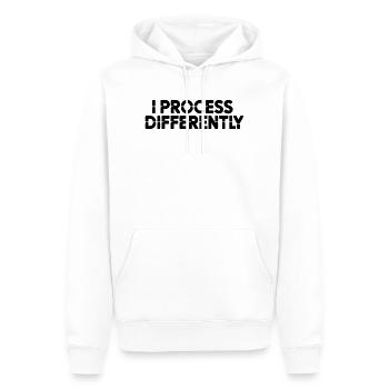 Je traite différemment - Sweat à capuche Premium bio Homme - blanc - Devant - Nico (187cm)