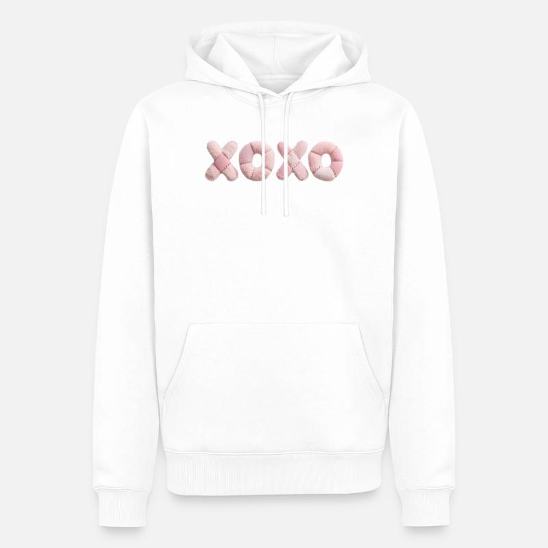 Plüsch Patchwork XOXO Design Pink - Männer Premium Bio Hoodie - Weiß