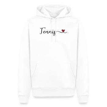 Tennis - J’aime Tennis - Sweat à capuche Premium bio Homme - blanc - Devant - Nico (187cm)