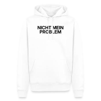 Nicht mein Problem – minimalistisches Statement - Männer Premium Bio Hoodie - Weiß - Vorne - Nico (187cm)