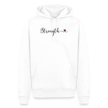 Strength Heart Typography - Men’s Premium Organic Hoodie - white - Front - Nico (187cm)