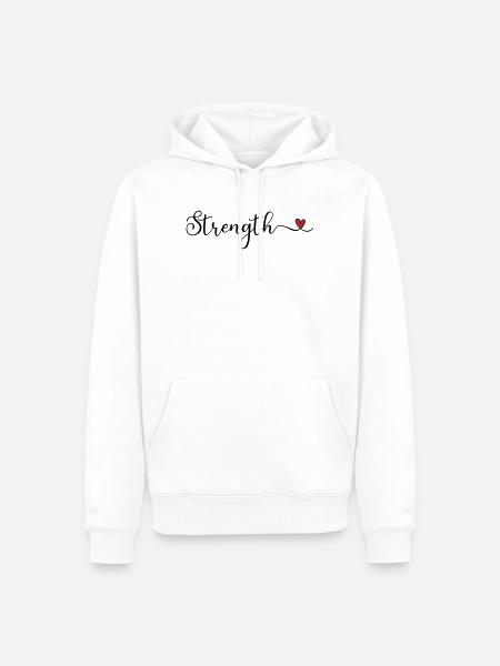 Strength Heart Typography - Men’s Premium Organic Hoodie - white