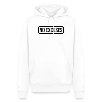 Citation motivante sans excuses - Sweat à capuche Premium bio Homme - blanc - Devant - Nico (187cm)