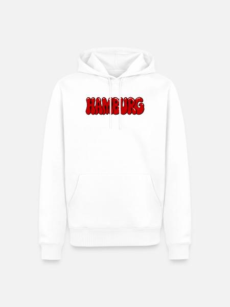 Hamburger Blasen-Rotkontrast-Tippfehler - Männer Premium Bio Hoodie - Weiß