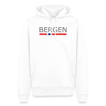 Bergen - Bryggen - Norvège - Norvège - Norvège - Sweat à capuche Premium bio Homme - blanc - Devant - Nico (187cm)
