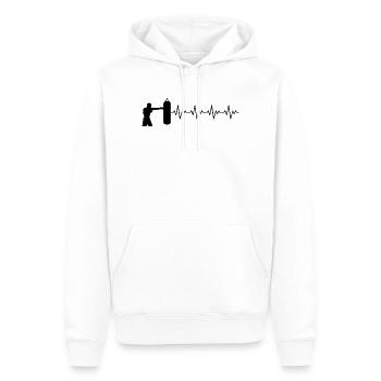 Boxer Boxerin Boxsack Boxen EKG Herzschlag - Männer Premium Bio Hoodie - Weiß - Vorne - Nico (187cm)