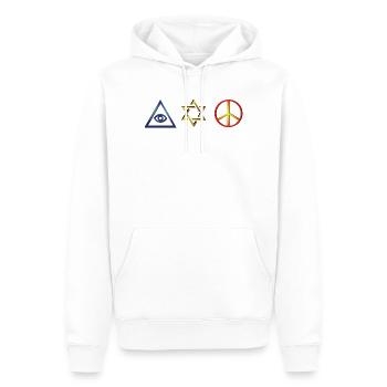 Symbole von Glauben und Frieden – Mystisches Design - Männer Premium Bio Hoodie - Weiß - Vorne - Nico (187cm)