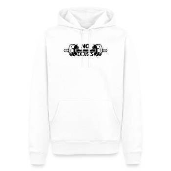 No Excuses – Sweat d’entraînement Gym Motivation Fitness - Sweat à capuche Premium bio Homme - blanc - Devant - Nico (187cm)