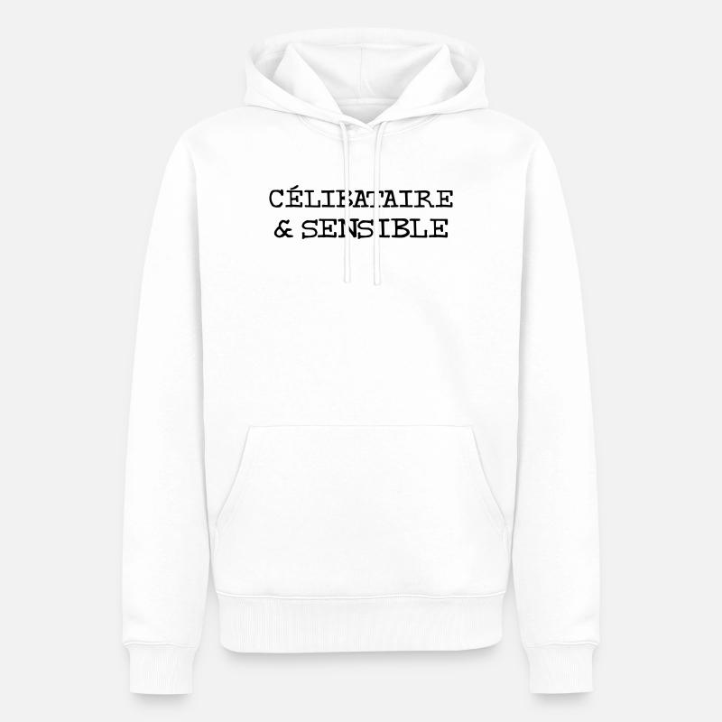 Célibataire & Sensible - Sweat à capuche Premium bio Homme - blanc