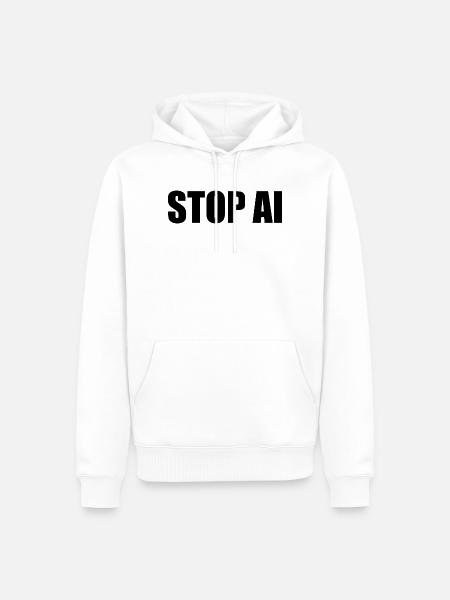 Stop ai - Männer Premium Bio Hoodie - Weiß