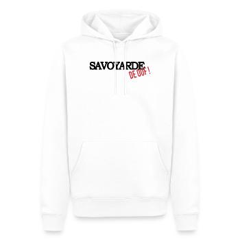 Savoyarde de ouf (noir) - Sweat à capuche Premium bio Homme - blanc - Devant - Nico (187cm)
