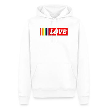 Arc-en-ciel d’amour - Sweat à capuche Premium bio Homme - blanc - Devant - Nico (187cm)