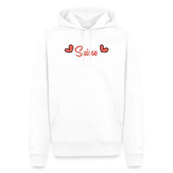 SCHWEIZ. LAND. GENF. FLAGGE - Männer Premium Bio Hoodie - Weiß - Vorne - Nico (187cm)