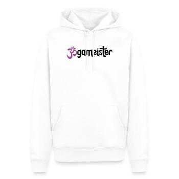 Jogameister - Typografisches OM (3-Farbig) - Männer Premium Bio Hoodie - Weiß - Vorne - Nico (187cm)