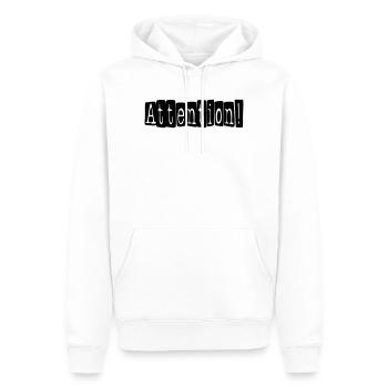 attention - Sweat à capuche Premium bio Homme - blanc - Devant - Nico (187cm)
