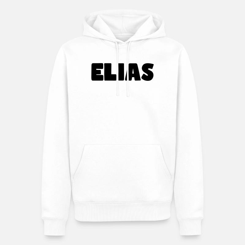 Nom d’Elias - Sweat à capuche Premium bio Homme - blanc