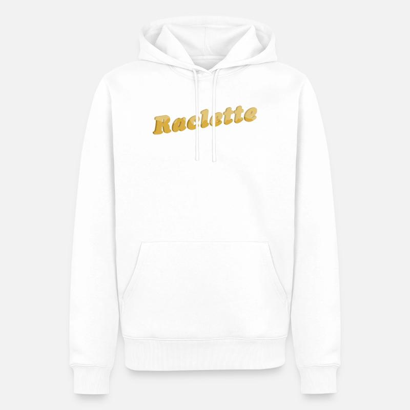 Fromage à raclette Lettrage 3D - Sweat à capuche Premium bio Homme - blanc