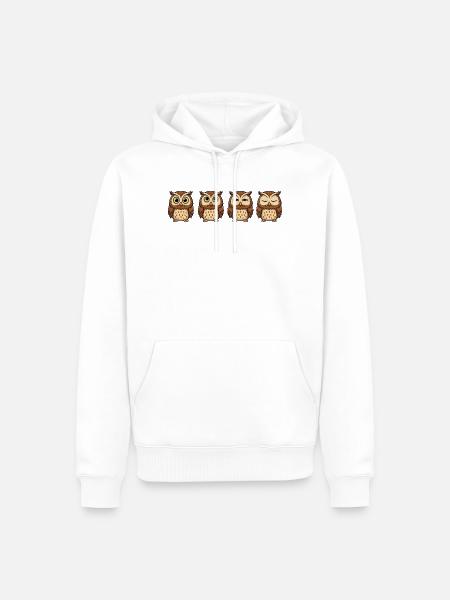 Lustige Eule Cartoon Genervter Blick Gähnen - Männer Premium Bio Hoodie - Weiß