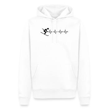 Skieur Skieur Ski ECG Battement de cœur - Sweat à capuche Premium bio Homme - blanc - Devant - Nico (187cm)