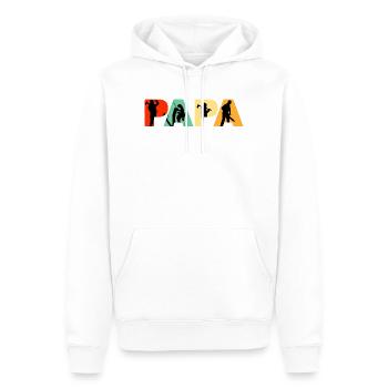 Papa Bûcheron, bûcheron, grimpeur d’arbres, arboriste, papa, - Sweat à capuche Premium bio Homme - blanc - Devant - Nico (187cm)