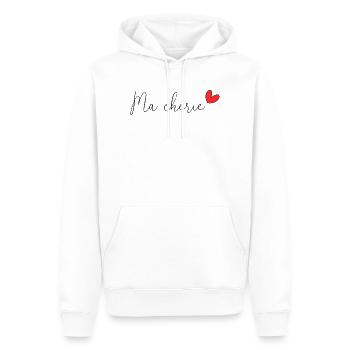 BONNE FÊTE. BONNE FÊTE MAMAN. MAMAN. FÊTE DES MÈRE - Sweat à capuche Premium bio Homme - blanc - Devant - Nico (187cm)