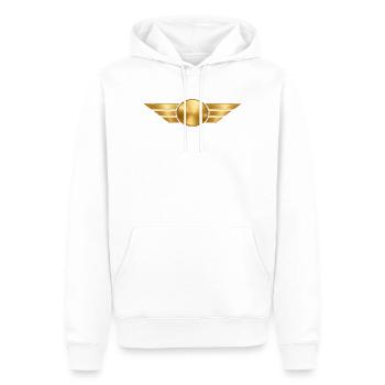 Personalize the Golden Wing Emblem - Men’s Premium Organic Hoodie - white - Front - Nico (187cm)