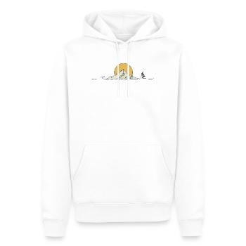 Mountain landscape: cyclists and sun - Men’s Premium Organic Hoodie - white - Front - Nico (187cm)