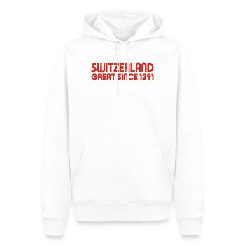 Switzerland - Great Since 1291 - Schweiz - Schwiiz - Männer Premium Bio Hoodie - Weiß - Vorne - Nico (187cm)