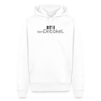 Bitte kein Debakel – Humorvolles Statement Design - Männer Premium Bio Hoodie - Weiß - Vorne - Nico (187cm)