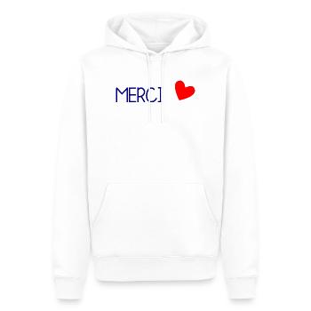 MAÎTRESSE. MAITRE. MERCI. MERCI MAÎTRESSE. MAITRES - Sweat à capuche Premium bio Homme - blanc - Devant - Nico (187cm)