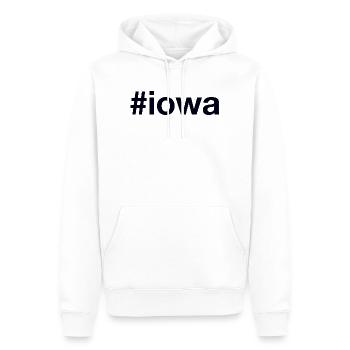Hashtag de l’IOWA - Sweat à capuche Premium bio Homme - blanc - Devant - Nico (187cm)