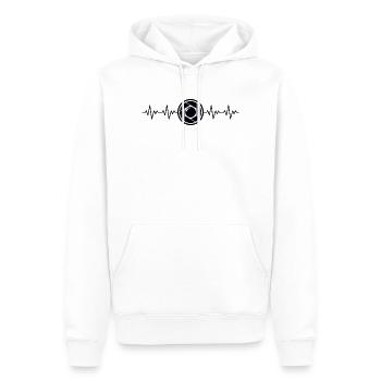 Photographe à ouverture Appareil photo d’ouverture ECG - Sweat à capuche Premium bio Homme - blanc - Devant - Nico (187cm)