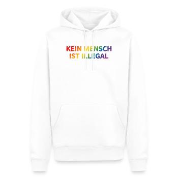 Personne n’est illégal arc-en-ciel - Sweat à capuche Premium bio Homme - blanc - Devant - Nico (187cm)