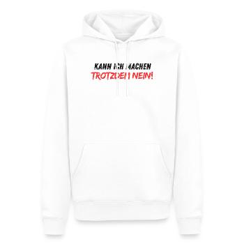 Kann_ich_machen_trotzdem_nein - Männer Premium Bio Hoodie - Weiß - Vorne - Nico (187cm)