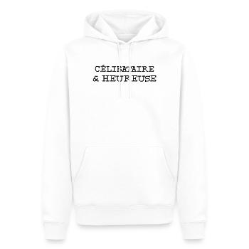 Célibataire & Heureuse - Sweat à capuche Premium bio Homme - blanc - Devant - Nico (187cm)