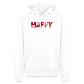Happy Stoff Optik Typografie Trend - Männer Premium Bio Hoodie - Weiß - Vorne - Nico (187cm)