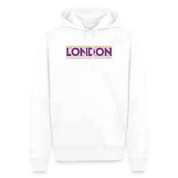 Londres Néon Violet Rayures - Sweat à capuche Premium bio Homme - blanc - Devant - Nico (187cm)