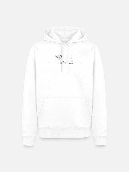 Teckel Dackel One Line Art - Männer Premium Bio Hoodie - Weiß