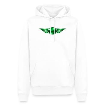Personnalisez l’emblème ailé vert individuellement - Sweat à capuche Premium bio Homme - blanc - Devant - Nico (187cm)