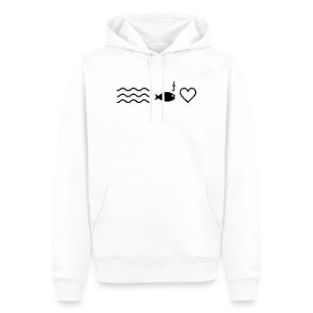 Poisson d’eau et pêcheur au cœur - Sweat à capuche Premium bio Homme - blanc - Devant - Nico (187cm)