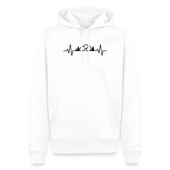 Randonnée nature Montagnes en plein air – Battement de cœur ECG Pouls - Sweat à capuche Premium bio Homme - blanc - Devant - Nico (187cm)