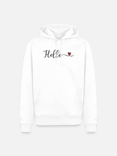 Hello Heart Typography - Men’s Premium Organic Hoodie - white