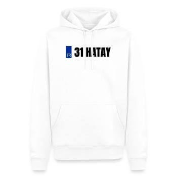 31 Hatay Kennzeichen | Türkisches Kennzeichen - Männer Premium Bio Hoodie - Weiß - Vorne - Nico (187cm)